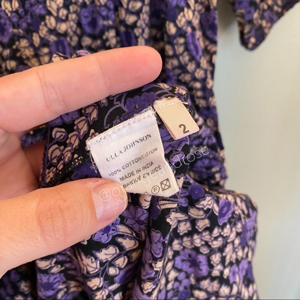 Ulla Johnson Purple Black Cotton Quilted Mini Dress 2 - Picture 7 of 16